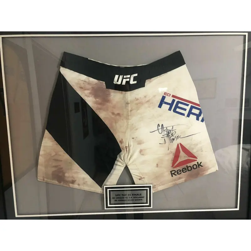 Ed Herman Signed Fight Worn Shorts Framed MMA UFC Ultimate Fighter Fanatics COA