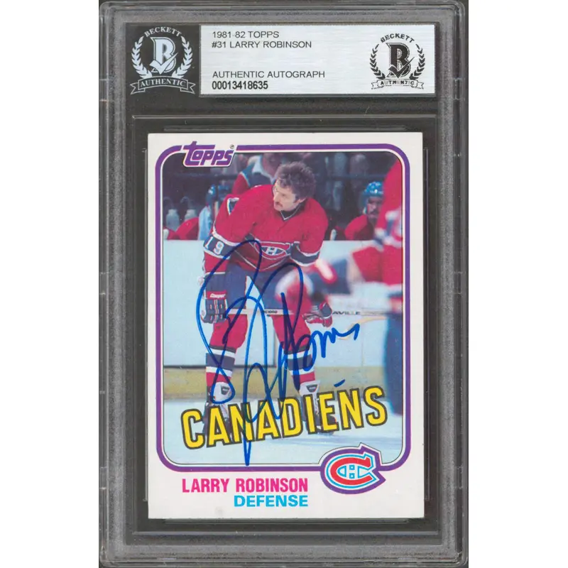 Canadiens Larry Robinson Authentic Signed 1981 Topps #31 Card BAS Slabbed