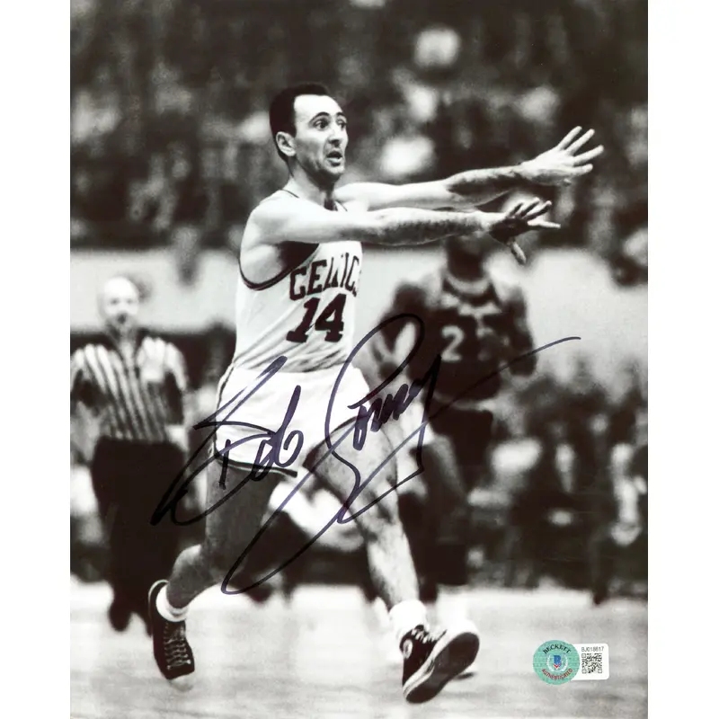 Celtics Bob Cousy Authentic Signed 8x10 Black & White Photo BAS #BJ018617
