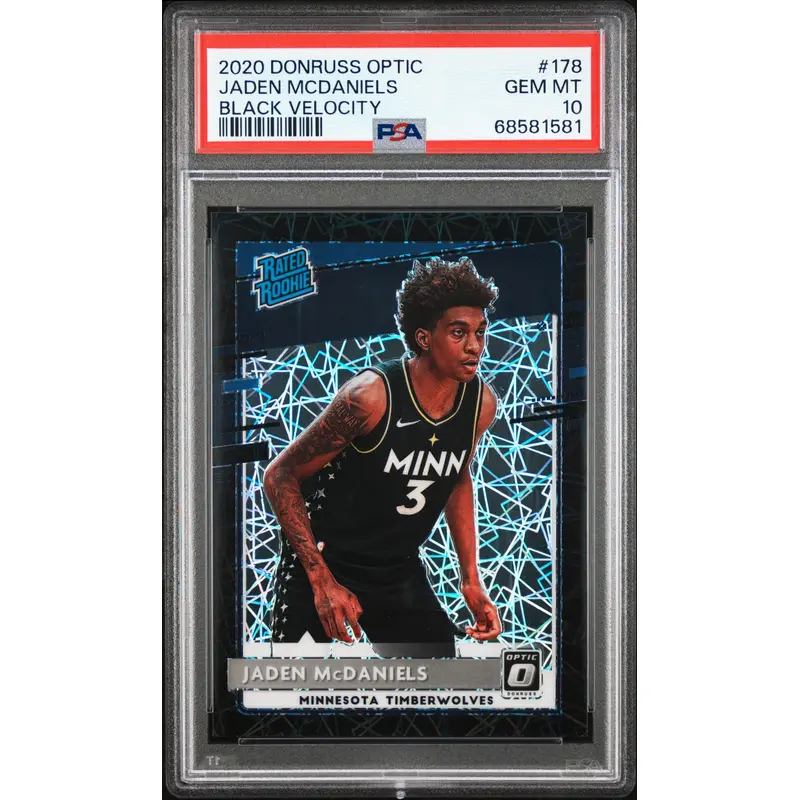 Jaden McDaniels 2020 Donruss Optic #178 Black Velocity #29/39 PSA 10