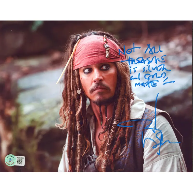 Johnny Depp "Not All Treasure Is Silver and Gold Mate" Signed 8x10 Photo BAS