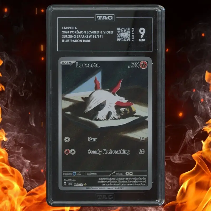 Pokemon Surging Sparks LARVESTA Illustration Rare Full Art 196/191 TAG 9