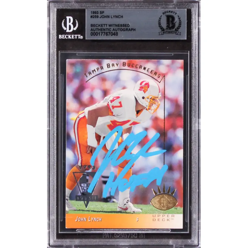 Buccaneers John Lynch "HOF 21" Signed 1993 SP #259 Rookie Card BAS Slabbed
