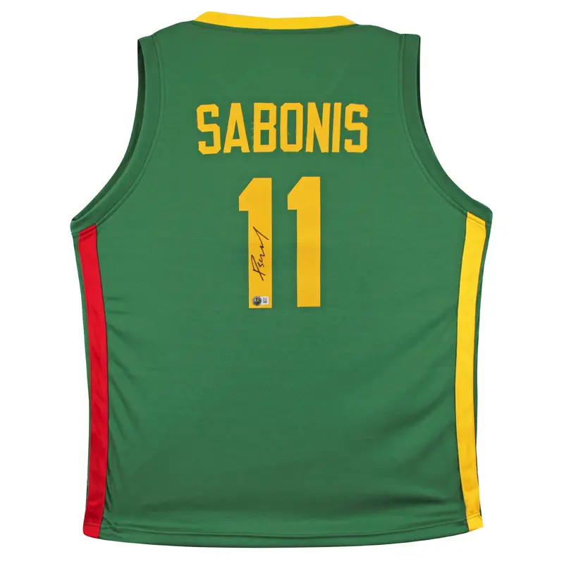 Lithuania Domantas Sabonis Authentic Signed Green Pro Style Jersey BAS Witnessed