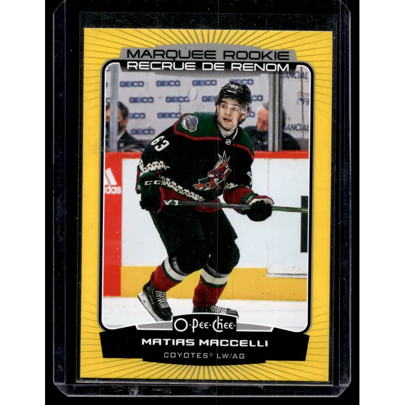 2022-23 O-Pee-Chee - Yellow Border - Marquee Rookie - Matias Maccelli #555 RC