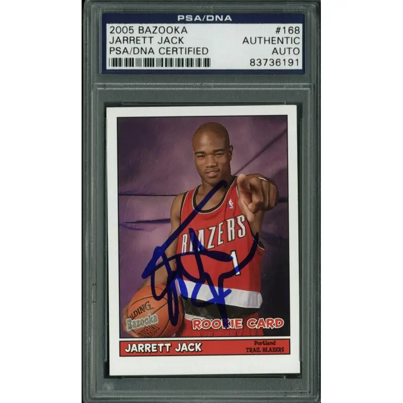 Blazers Jarrett Jack Authentic Signed Card 2005 Bazooka Rc #168 PSA/DNA Slabbed
