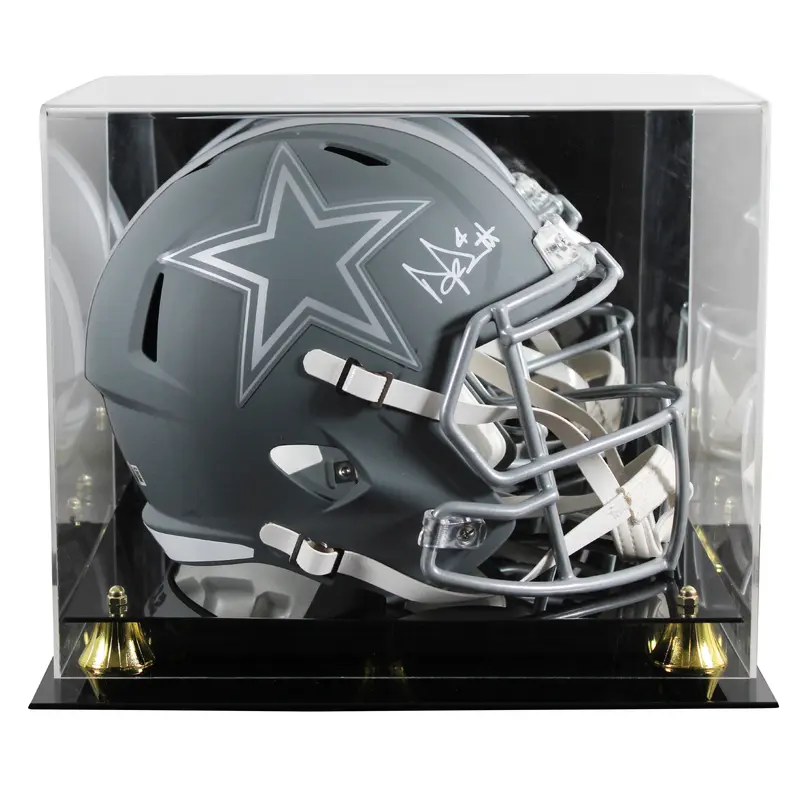 Cowboys Dak Prescott Signed Slate Full Size Speed Rep Helmet W/ Case BAS Witness