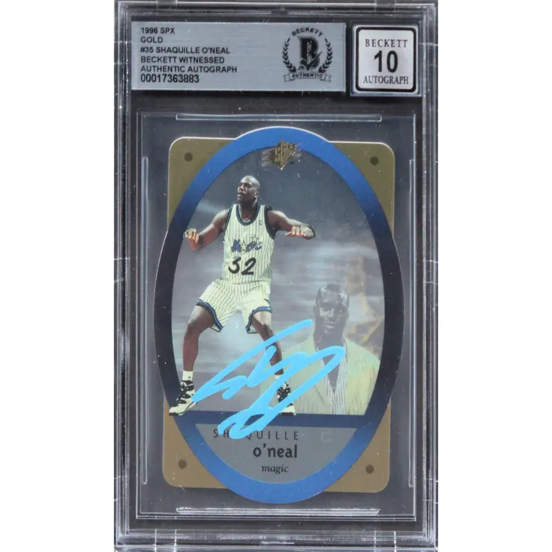 Magic Shaquille O'Neal Authentic Signed 1996 SPX Gold #35 Card Auto 10 BAS Slab
