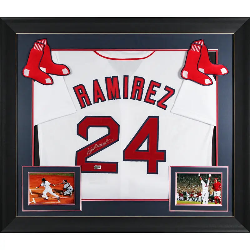 Manny Ramirez Authentic Signed White Pro Style Framed Jersey BAS Witnessed