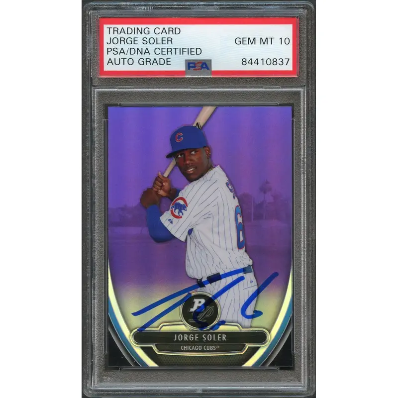 2013 Bowman Platinum #BPCP28 Jorge Soler Signed Card PSA Slabbed Auto 10 Cubs