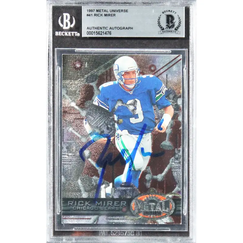 Seahawks Rick Mirer Authentic Signed 1997 Metal Universe #41 Card BAS Slabbed 1