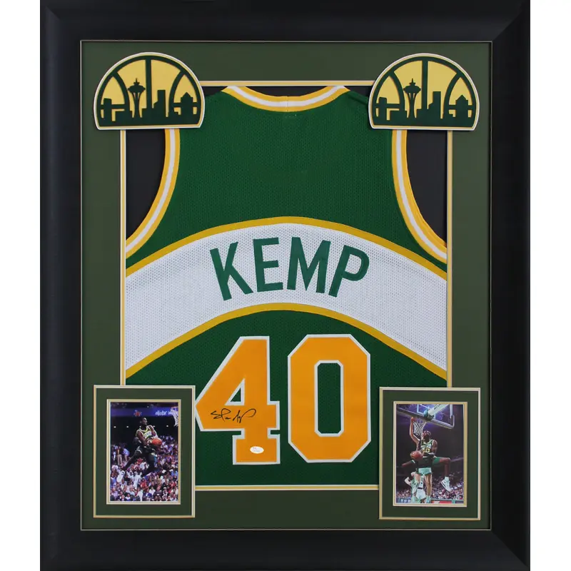 Shawn Kemp Authentic Signed Green Pro Style Framed Jersey JSA Witness