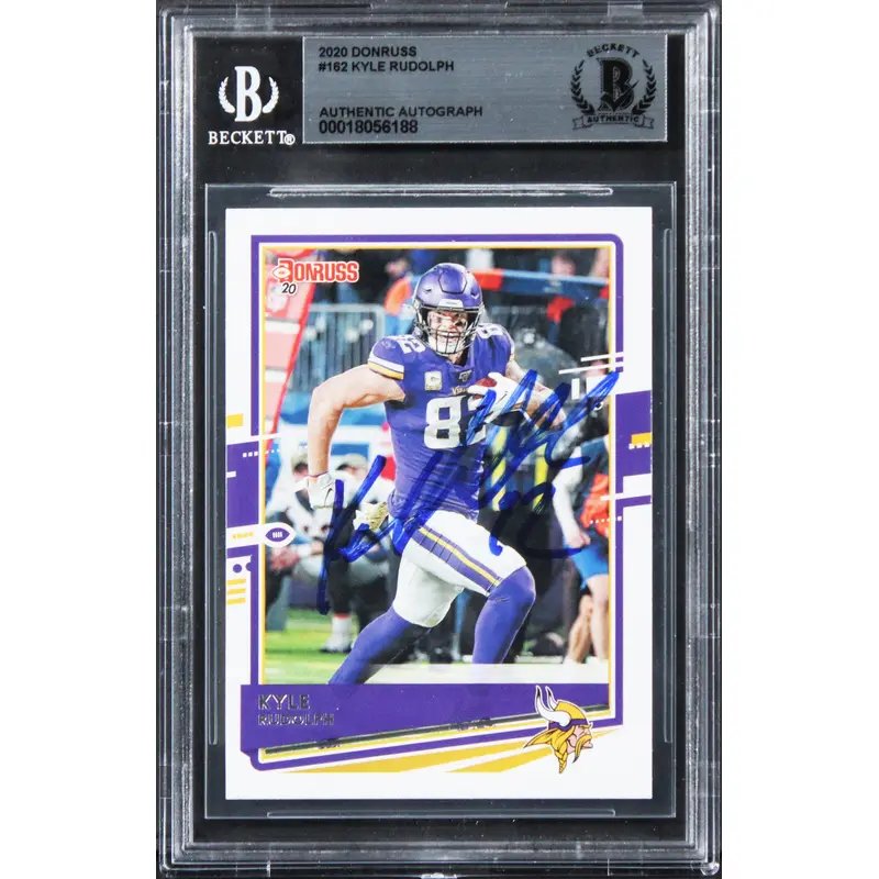 Vikings Kyle Rudolph Authentic Signed 2020 Donruss #162 Card BAS Slabbed 2