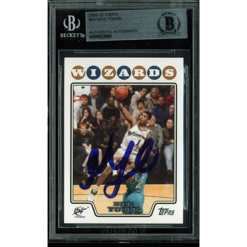 Wizards Nick Young Authentic Signed Card 2008 Topps #53 BAS Slabbed