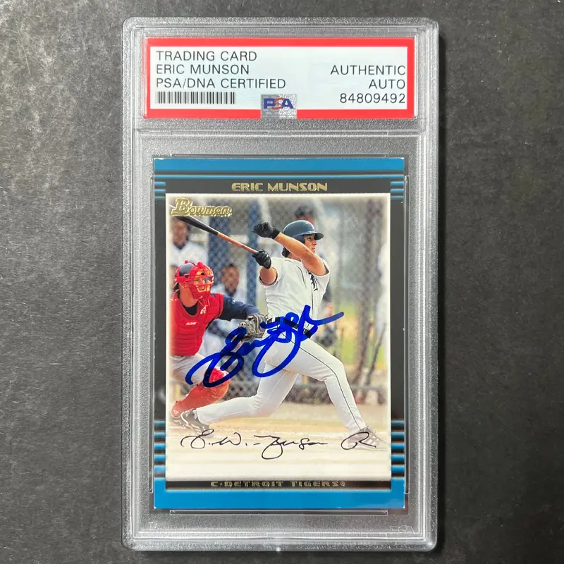 2001 Bowman #295 Eric Munson  Signed Card PSA Slabbed Auto Tigers