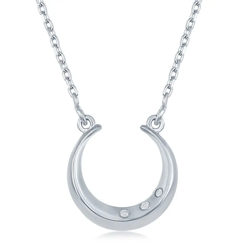 Sterling Silver 0.02cttw Diamond Accent Horseshoe Necklace