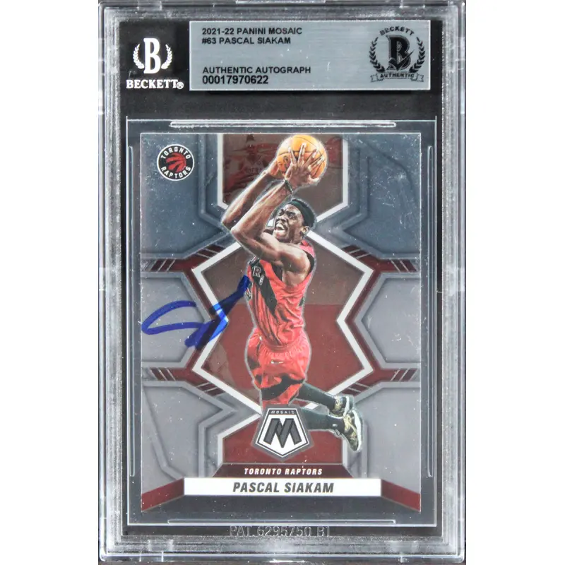 Raptors Pascal Siakam Authentic Signed 2021 Panini Mosaic #63 Card BAS Slabbed