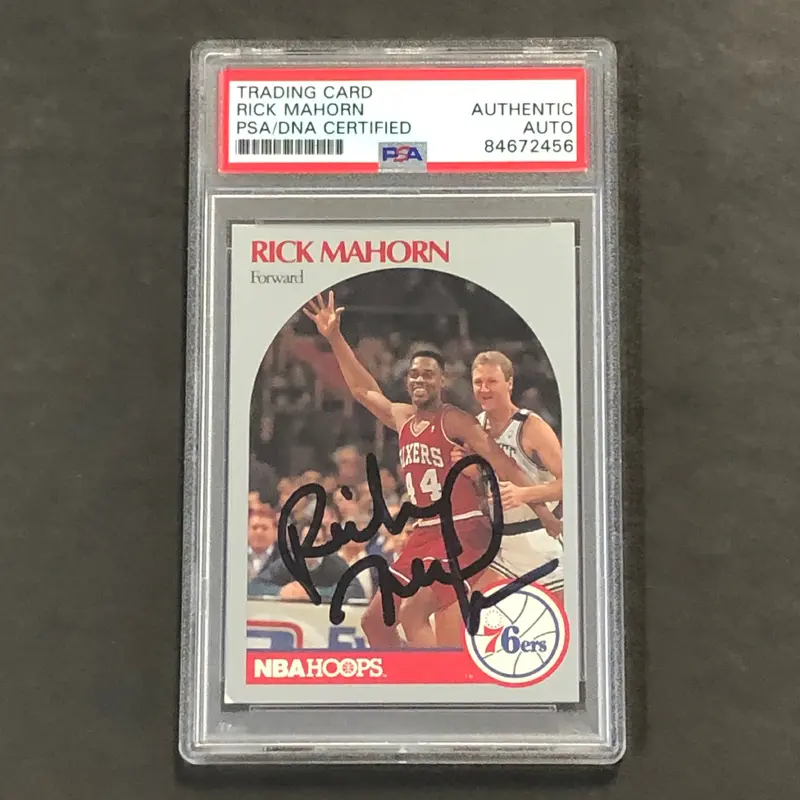 1990-91 NBA Hoops #230 Rick Mahorn Signed Card AUTO PSA Slabbed 76ers