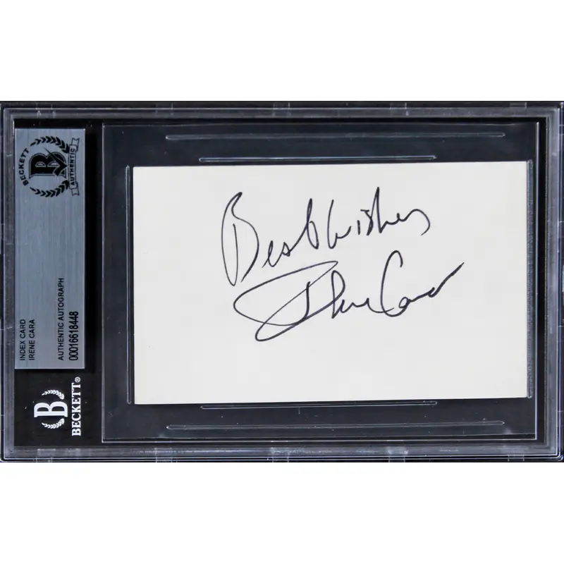 Irene Cara Fame "Best Wishes" Signed 3x5 Index Card Autographed BAS Slabbed 2