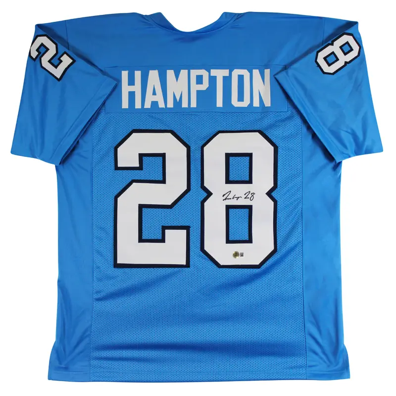 North Carolina Omarion Hampton Signed Carolina Blue Pro Style Jersey BAS Witness