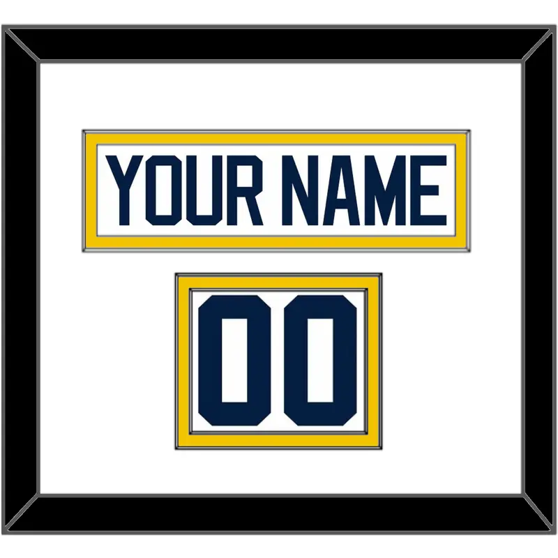 Michigan Hockey Nameplate & Number (Shoulder) - Home White - Double Mat 1