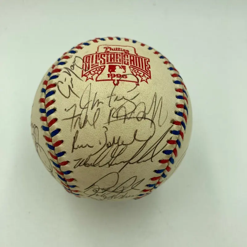 1996 All Star Game Team Signed Baseball Barry Bonds Chipper Jones With JSA COA