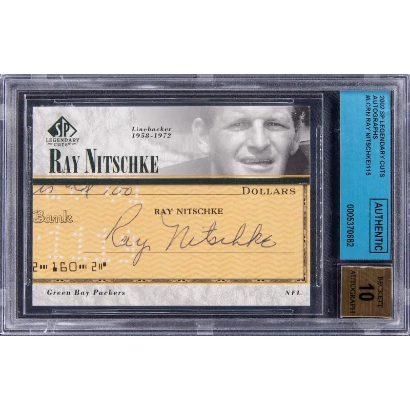 2002 Upper Deck SP Legendary Cuts Autographs Ray Nitschke BGS Auto 10 Packers