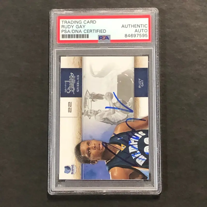 2009-10 Panini Studio #39 Rudy Gay Signed Card AUTO PSA Slabbed Grizzlies