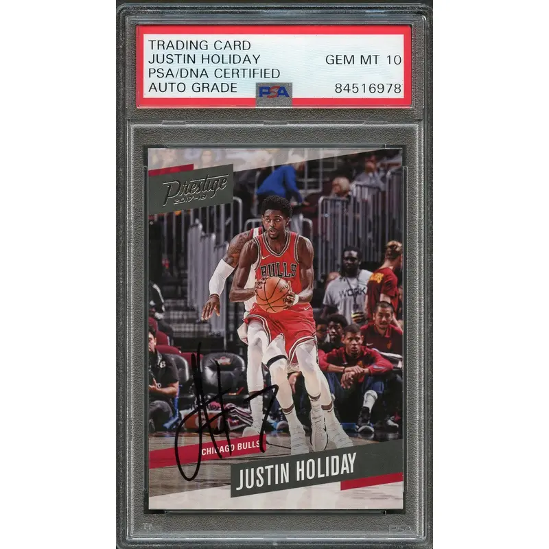 2017-18 Panini Prestige #13 JUSTIN HOLIDAY Signed Card AUTO 10 PSA Slabbed Bulls