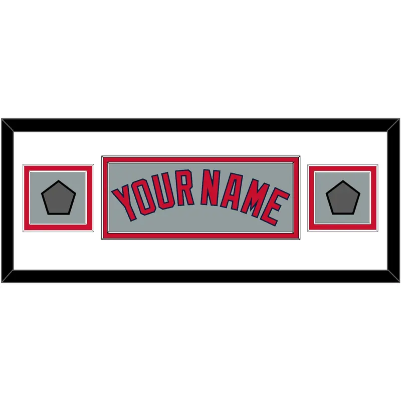 Boston Name & Two World Series Jersey Patches - Road Gray - Double Mat 5