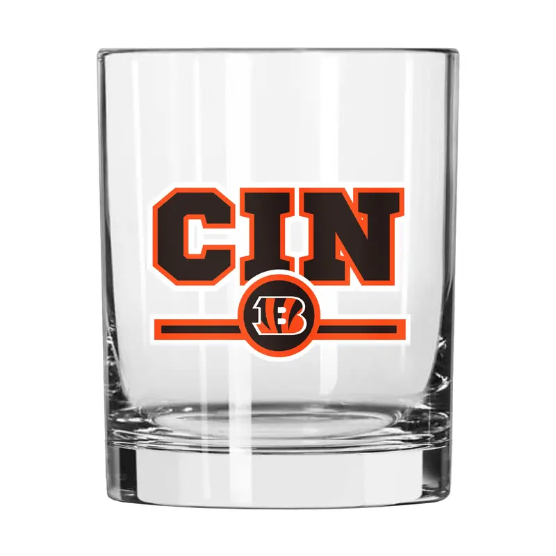 Cincinnati Bengals 14oz Letterman Rocks Glass